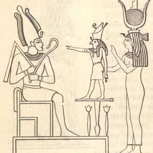 The God Osiris with Horus and Isis