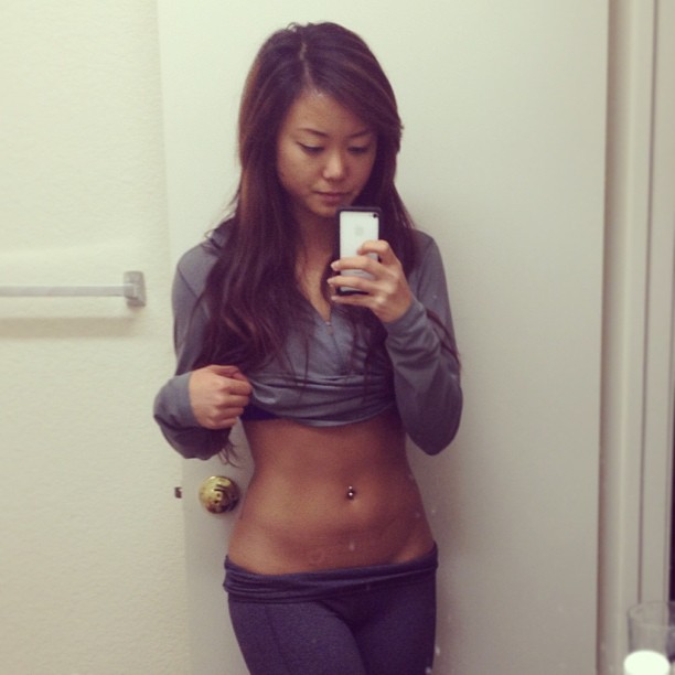 Admiring abs