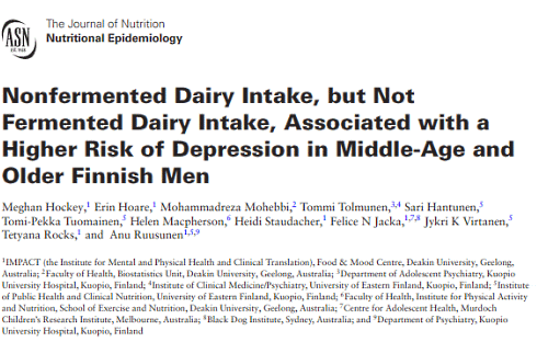 Milk may be a risk factor for depression, yogurt and kefir are not Milk may be a risk factor for depression, yogurt and kefir are not